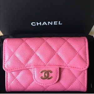 Chanel Pink Caviar Card Wallet